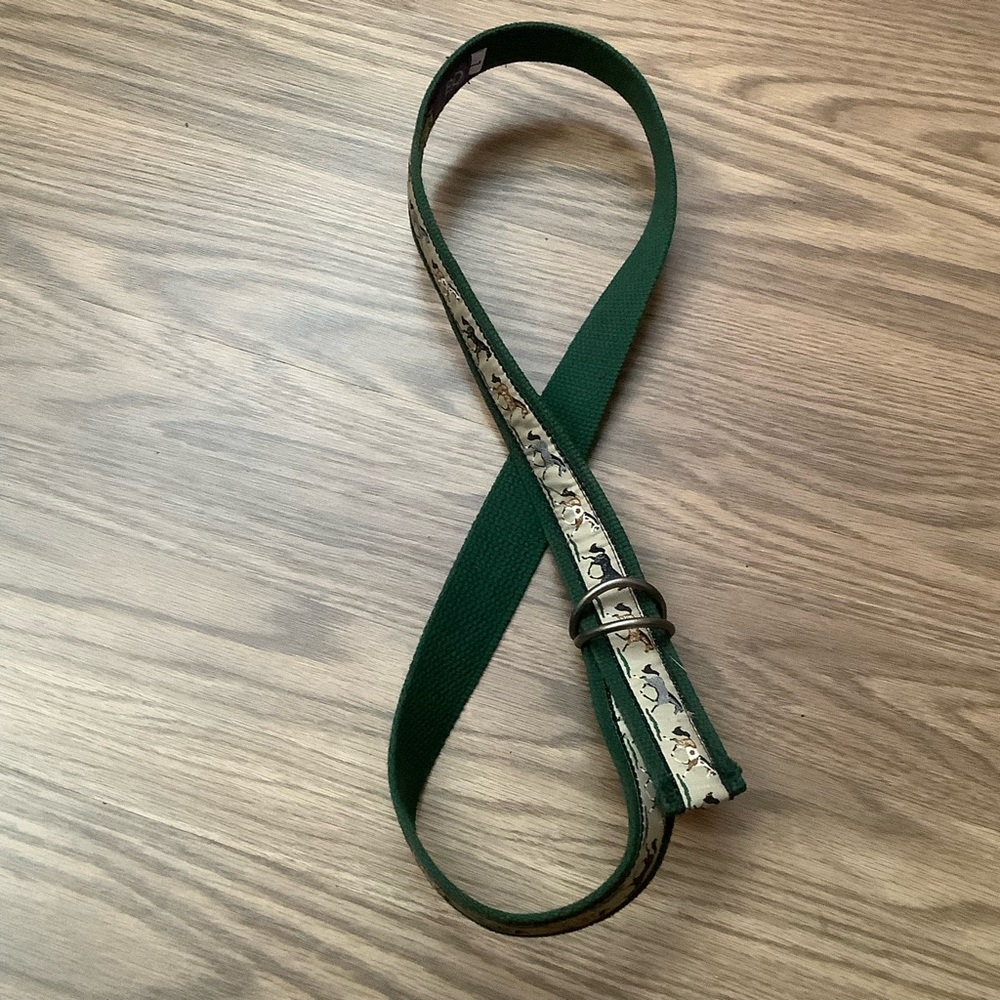 EQ Equestrian D-Ring Belt Women Size L Horses Fabric Green Beige 42.5” Long - Picture 3 of 7